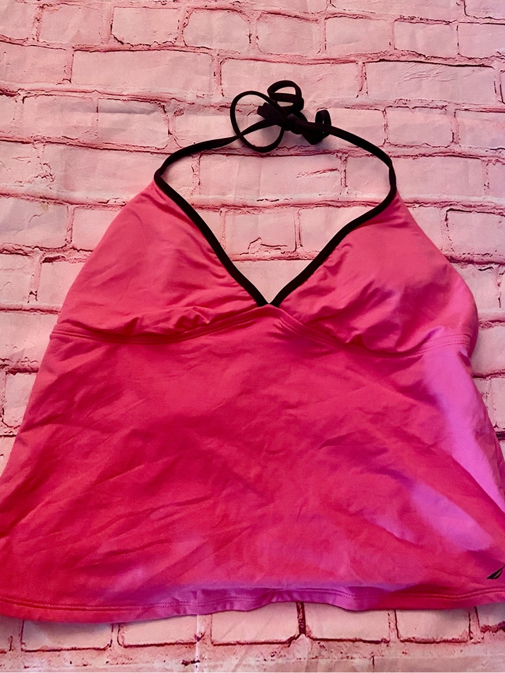 Nautica Hot Pink Halter Tankini Top with Black Trim